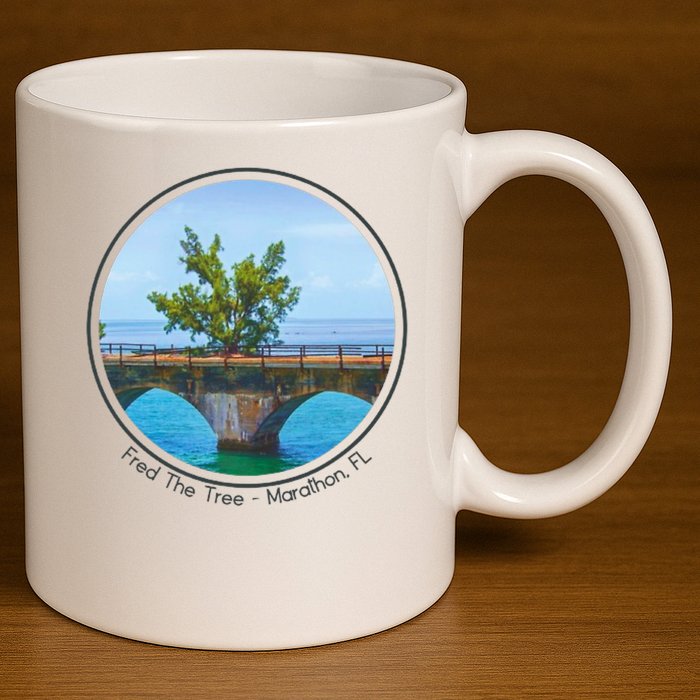Fred The Tree Marathon Fl 7 Mile Bridge Tree Of Hope 11oz C Handle Ceramic Mug
