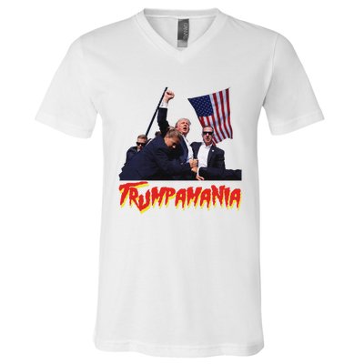 Funny Trump Trumpamania Trump Wrestling Meme Fake News Trumpamania V-Neck T-Shirt