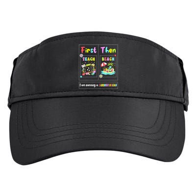 First Teach Then Beach I Am Earning A Summer Break Teacher Adult Drive Performance Visor