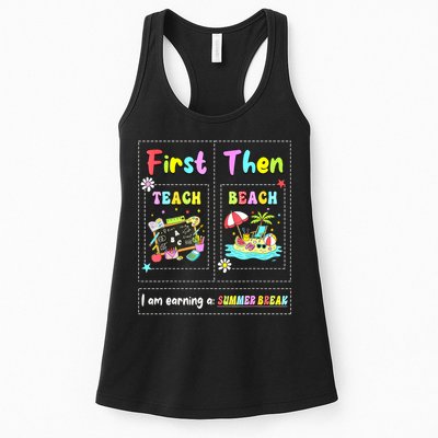 First Teach Then Beach I Am Earning A Summer Break Teacher Womens Tank Top