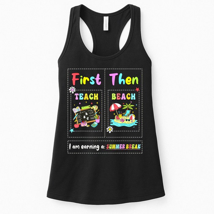 First Teach Then Beach I Am Earning A Summer Break Teacher Womens Tank Top