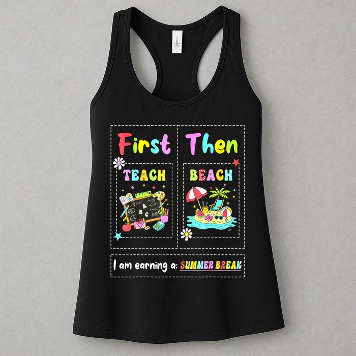 First Teach Then Beach I Am Earning A Summer Break Teacher Womens Tank Top