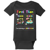 First Teach Then Beach I Am Earning A Summer Break Teacher Baby Bodysuit