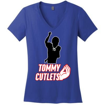 Football Td Tommy Cutlets Diamond Chain New York Italian Women's V-Neck T-Shirt