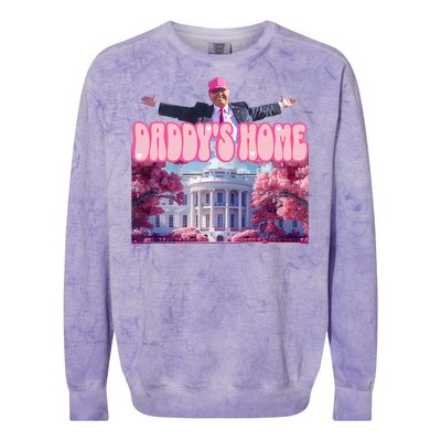 Funny Trump Take America Back DaddyS Home Trump Pink Colorblast Crewneck Sweatshirt