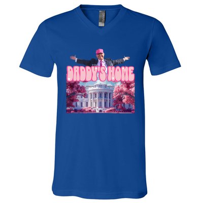 Funny Trump Take America Back DaddyS Home Trump Pink V-Neck T-Shirt