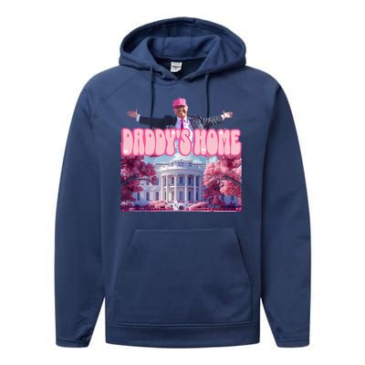 Funny Trump Take America Back DaddyS Home Trump Pink Performance Fleece Hoodie