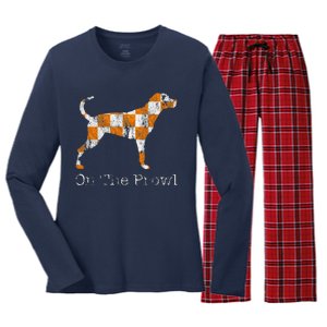 Funny Tennessee Tn Hound On The Prowl Vol Dog Knoxville Fan Game Gift Women's Long Sleeve Flannel Pajama Set 