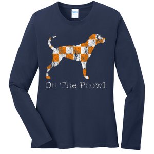 Funny Tennessee Tn Hound On The Prowl Vol Dog Knoxville Fan Game Gift Ladies Long Sleeve Shirt