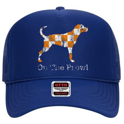 Funny Tennessee Tn Hound On The Prowl Vol Dog Knoxville Fan Game Gift High Crown Mesh Back Trucker Hat