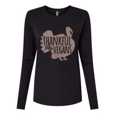 Funny Turkey Thankful For Vegans Vegan Vegetarian Vegetables Gift Womens Cotton Relaxed Long Sleeve T-Shirt