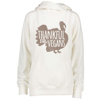 Funny Turkey Thankful For Vegans Vegan Vegetarian Vegetables Gift Womens Funnel Neck Pullover Hood