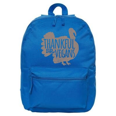 Funny Turkey Thankful For Vegans Vegan Vegetarian Vegetables Gift 16 in Basic Backpack