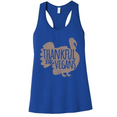 Funny Turkey Thankful For Vegans Vegan Vegetarian Vegetables Gift Women's Racerback Tank