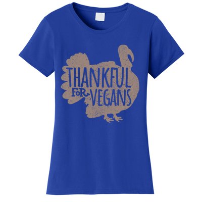 Funny Turkey Thankful For Vegans Vegan Vegetarian Vegetables Gift Women's T-Shirt