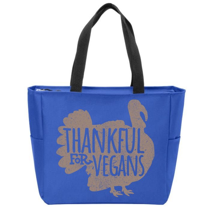 Funny Turkey Thankful For Vegans Vegan Vegetarian Vegetables Gift Zip Tote Bag