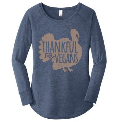 Funny Turkey Thankful For Vegans Vegan Vegetarian Vegetables Gift Women's Perfect Tri Tunic Long Sleeve Shirt