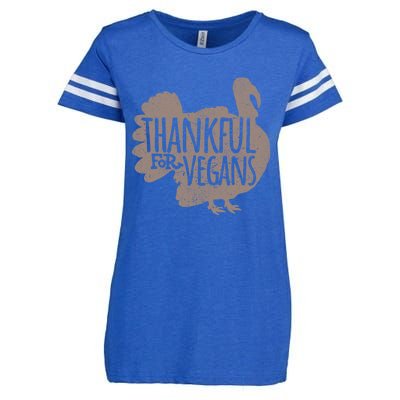 Funny Turkey Thankful For Vegans Vegan Vegetarian Vegetables Gift Enza Ladies Jersey Football T-Shirt