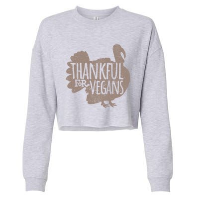 Funny Turkey Thankful For Vegans Vegan Vegetarian Vegetables Gift Cropped Pullover Crew