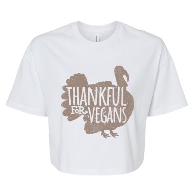 Funny Turkey Thankful For Vegans Vegan Vegetarian Vegetables Gift Bella+Canvas Jersey Crop Tee