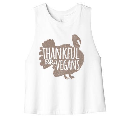 Funny Turkey Thankful For Vegans Vegan Vegetarian Vegetables Gift Women's Racerback Cropped Tank