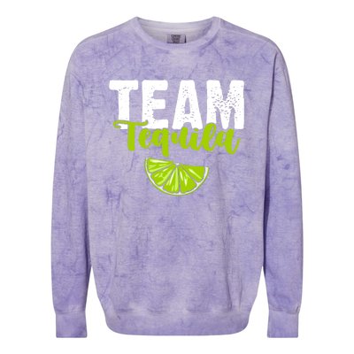 Funny Team Tequila With Green Lime Salt Group Costume Gift Colorblast Crewneck Sweatshirt