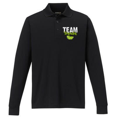 Funny Team Tequila With Green Lime Salt Group Costume Gift Performance Long Sleeve Polo