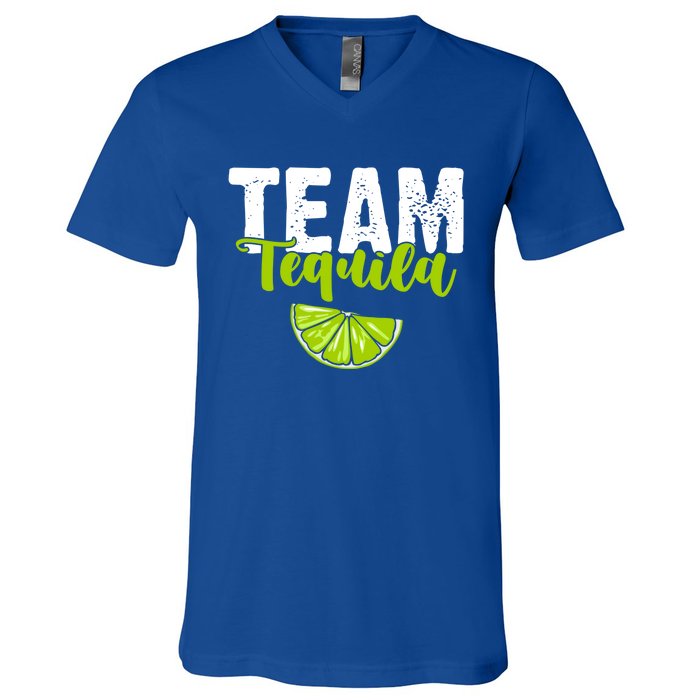 Funny Team Tequila With Green Lime Salt Group Costume Gift V-Neck T-Shirt