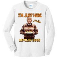 Funny Trump Thanksgiving IM Just Here For The Deviled Eggs Kids Long Sleeve Shirt