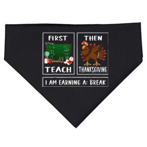 First Teach Then Thanksgiving IM Earning A Break Teacher USA-Made Doggie Bandana