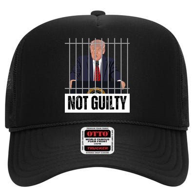 Free Trump. Trump Not Guilty, Pro Trump Supporter High Crown Mesh Back Trucker Hat