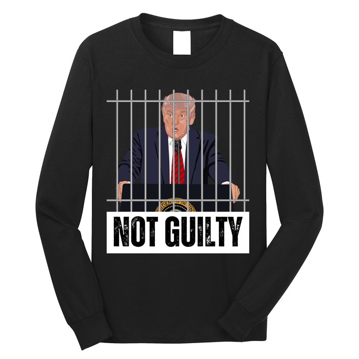 Free Trump. Trump Not Guilty, Pro Trump Supporter Long Sleeve Shirt