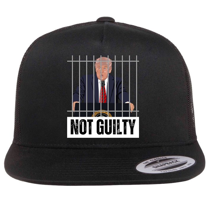 Free Trump. Trump Not Guilty, Pro Trump Supporter Flat Bill Trucker Hat