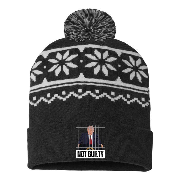 Free Trump. Trump Not Guilty, Pro Trump Supporter USA-Made Snowflake Beanie