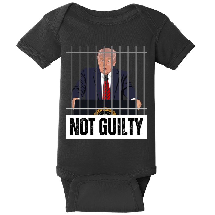 Free Trump. Trump Not Guilty, Pro Trump Supporter Baby Bodysuit