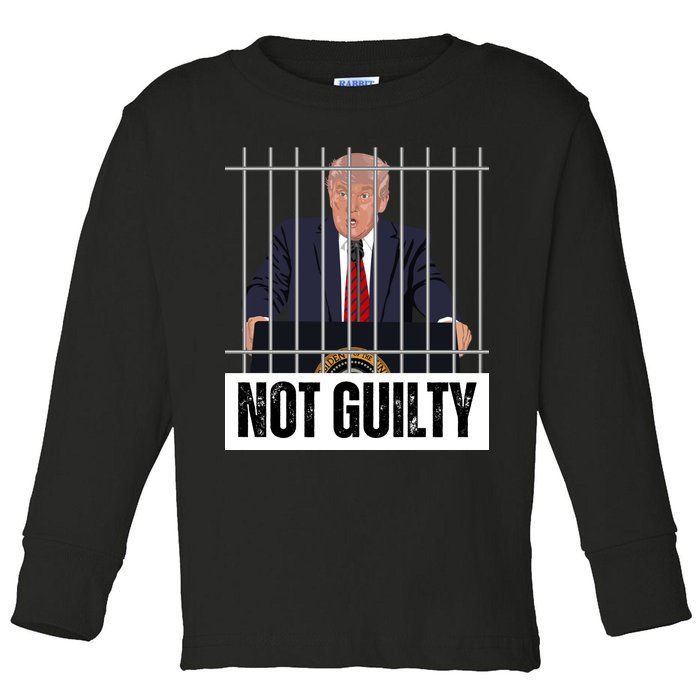 Free Trump. Trump Not Guilty, Pro Trump Supporter Toddler Long Sleeve Shirt