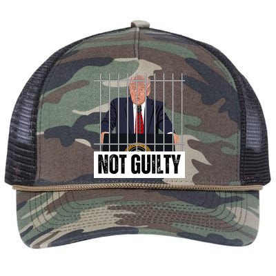 Free Trump. Trump Not Guilty, Pro Trump Supporter Retro Rope Trucker Hat Cap