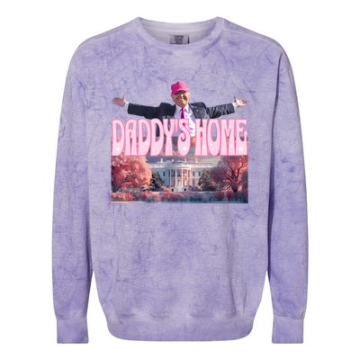 Funny Trump Take America Back DaddyS Home Trump Pink 2024 Colorblast Crewneck Sweatshirt