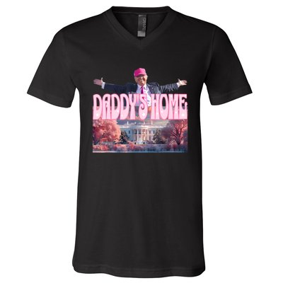 Funny Trump Take America Back DaddyS Home Trump Pink 2024 V-Neck T-Shirt