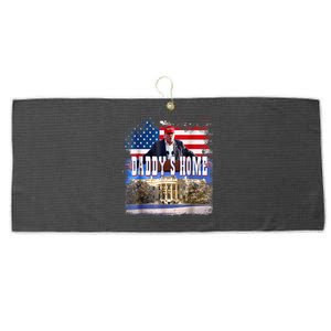 Funny Trump Take America Back Daddys Home Trump 2024 Large Microfiber Waffle Golf Towel