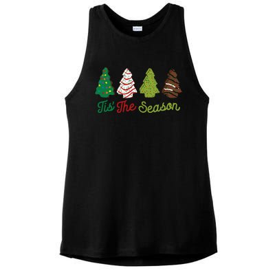 Funny Tis The Season Christmas Tree Cakes Debbie Xmas Gifts Ladies PosiCharge Tri-Blend Wicking Tank