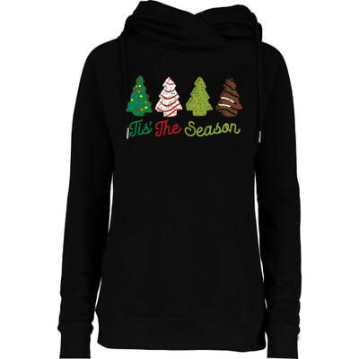 Funny Tis The Season Christmas Tree Cakes Debbie Xmas Gifts Womens Funnel Neck Pullover Hood