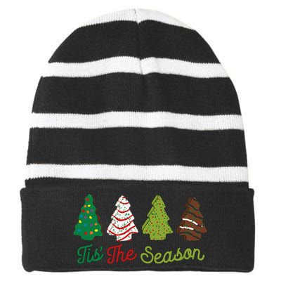 Funny Tis The Season Christmas Tree Cakes Debbie Xmas Gifts Striped Beanie with Solid Band