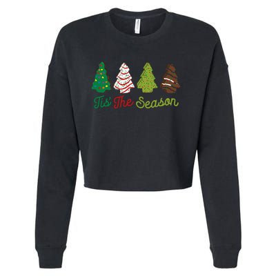 Funny Tis The Season Christmas Tree Cakes Debbie Xmas Gifts Cropped Pullover Crew