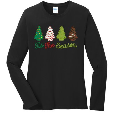 Funny Tis The Season Christmas Tree Cakes Debbie Xmas Gifts Ladies Long Sleeve Shirt