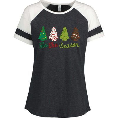 Funny Tis The Season Christmas Tree Cakes Debbie Xmas Gifts Enza Ladies Jersey Colorblock Tee