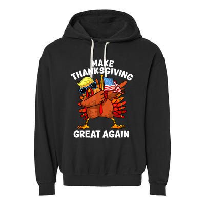 Funny Trump Turkey Make Thanksgiving Great Again Trump 2024 Garment-Dyed Fleece Hoodie