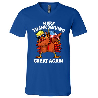 Funny Trump Turkey Make Thanksgiving Great Again Trump 2024 V-Neck T-Shirt