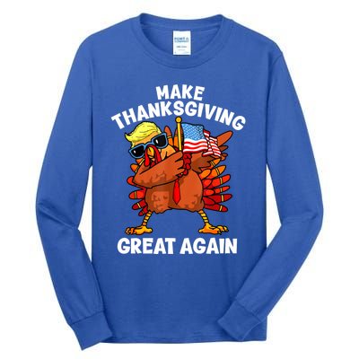 Funny Trump Turkey Make Thanksgiving Great Again Trump 2024 Tall Long Sleeve T-Shirt