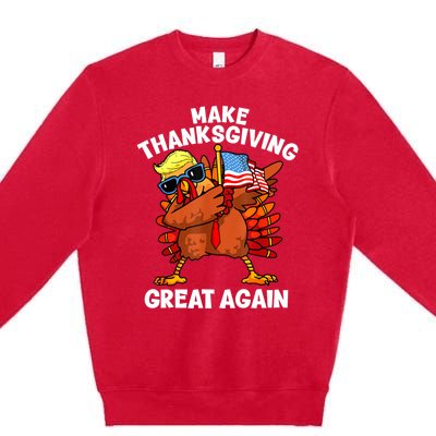 Funny Trump Turkey Make Thanksgiving Great Again Trump 2024 Premium Crewneck Sweatshirt